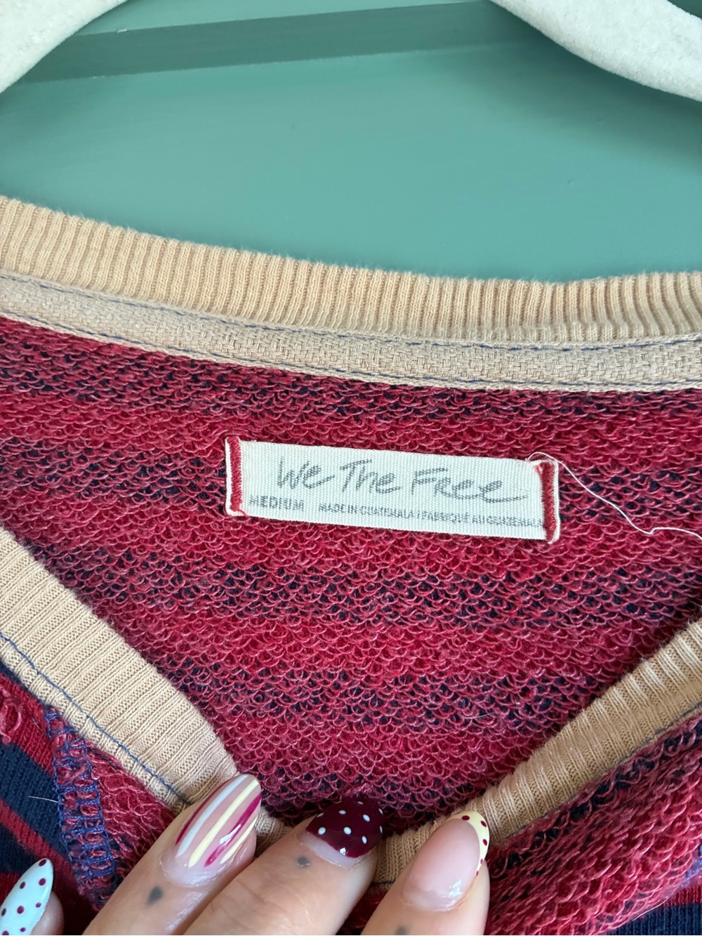 We the Free Free People Navy and Red Striped Crew Size Medium - Picture 4 of 4